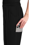 Black - Women's Mid Rise Flare Leg Scrub Pants (View 3)