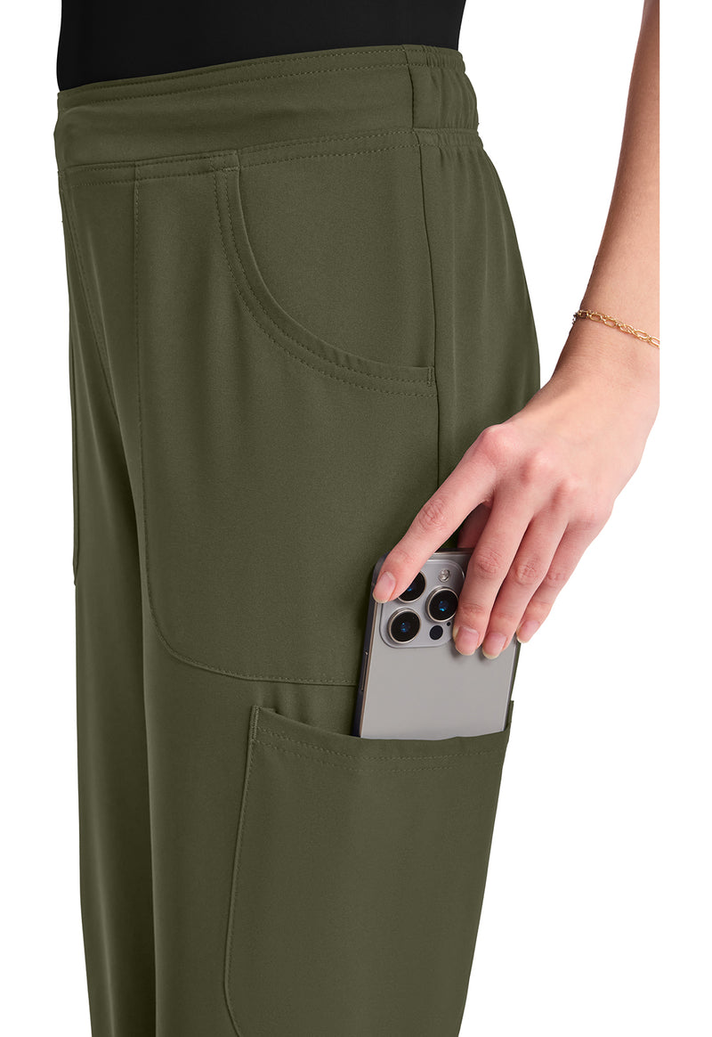 Olive - Women's Mid Rise Flare Leg Scrub Pants (View 3)