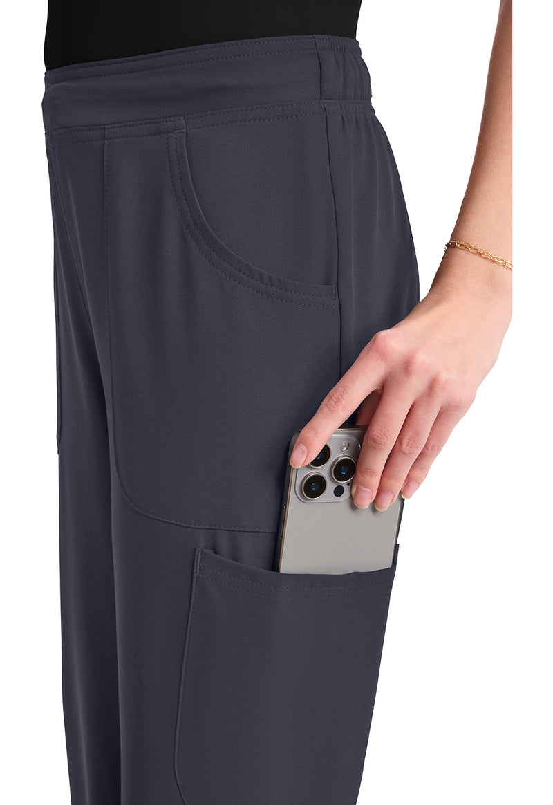 Pewter - Women's Mid Rise Flare Leg Scrub Pants (View 3)