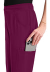 Wine - Women's Mid Rise Flare Leg Scrub Pants (View 3)