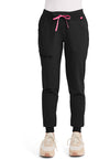 Black - Med Couture AMP Women Scrub Pants - Front View