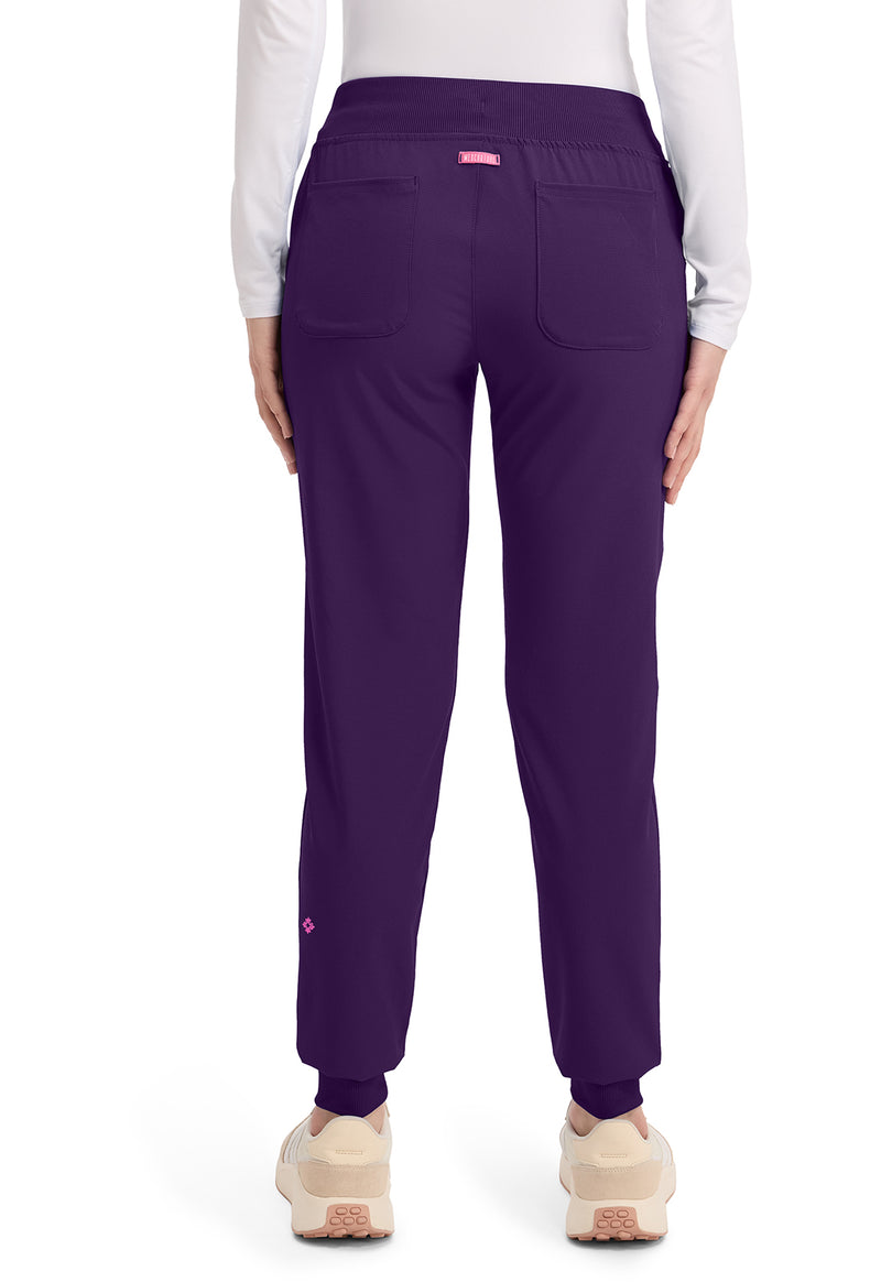 Eggplant - Med Couture AMP Women Scrub Pants - Back View