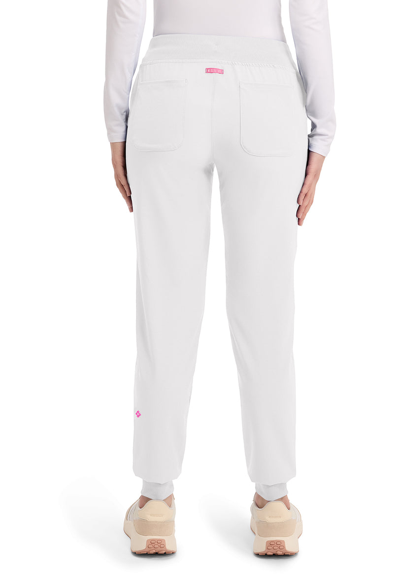 White - Med Couture AMP Women Scrub Pants - Back View