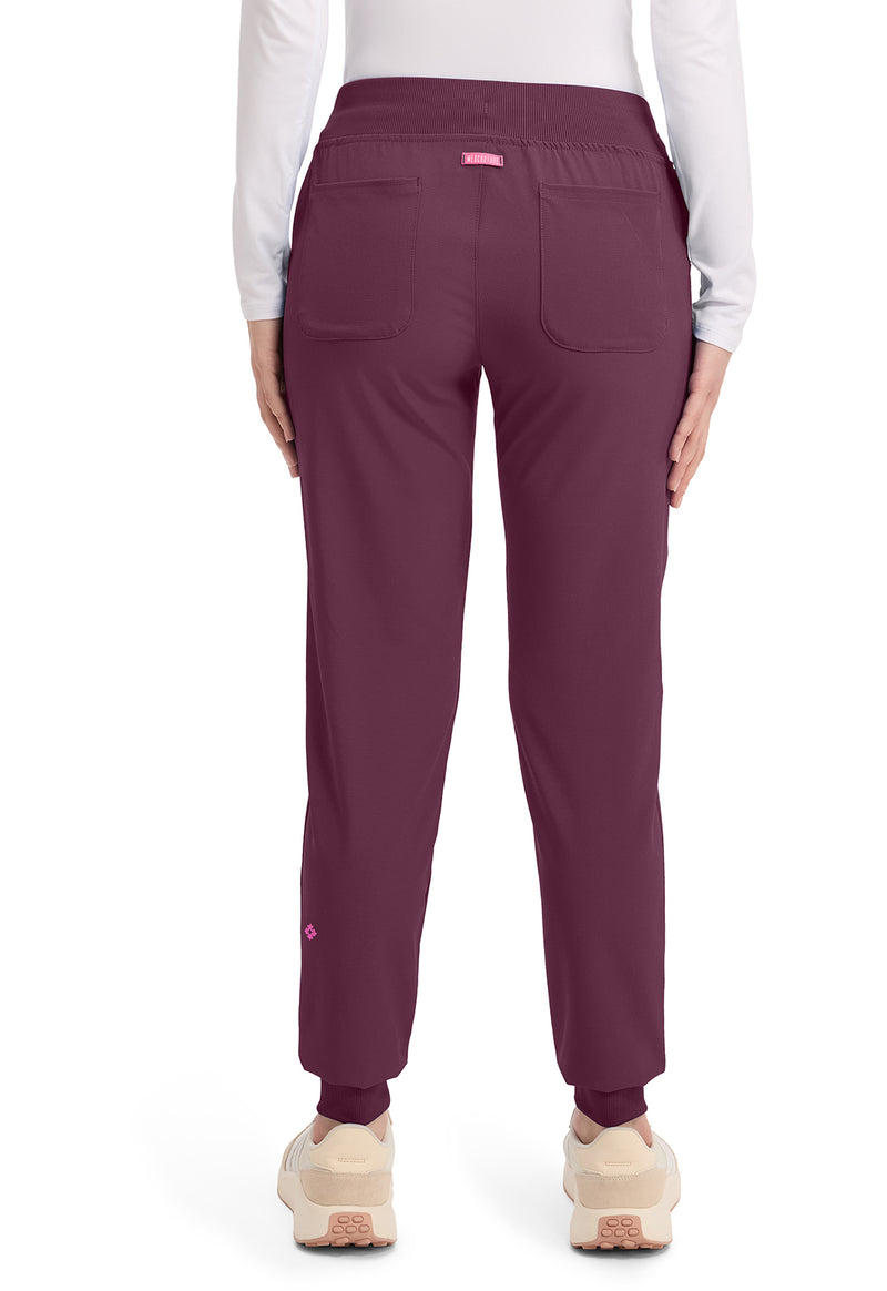 Wine - Med Couture AMP Women Scrub Pants - Back View
