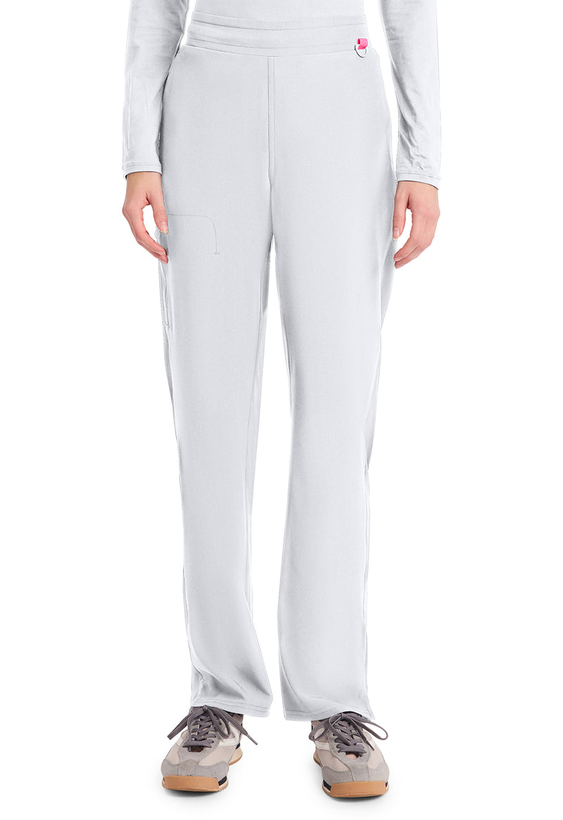 White - Med Couture AMP Women Scrub Pants - Front View
