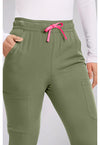 Olive - Women's High Rise 4-Pocket Flare Scrub Pants (View 3)