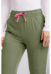 Olive - Women's High Rise 4-Pocket Flare Scrub Pants (View 4)