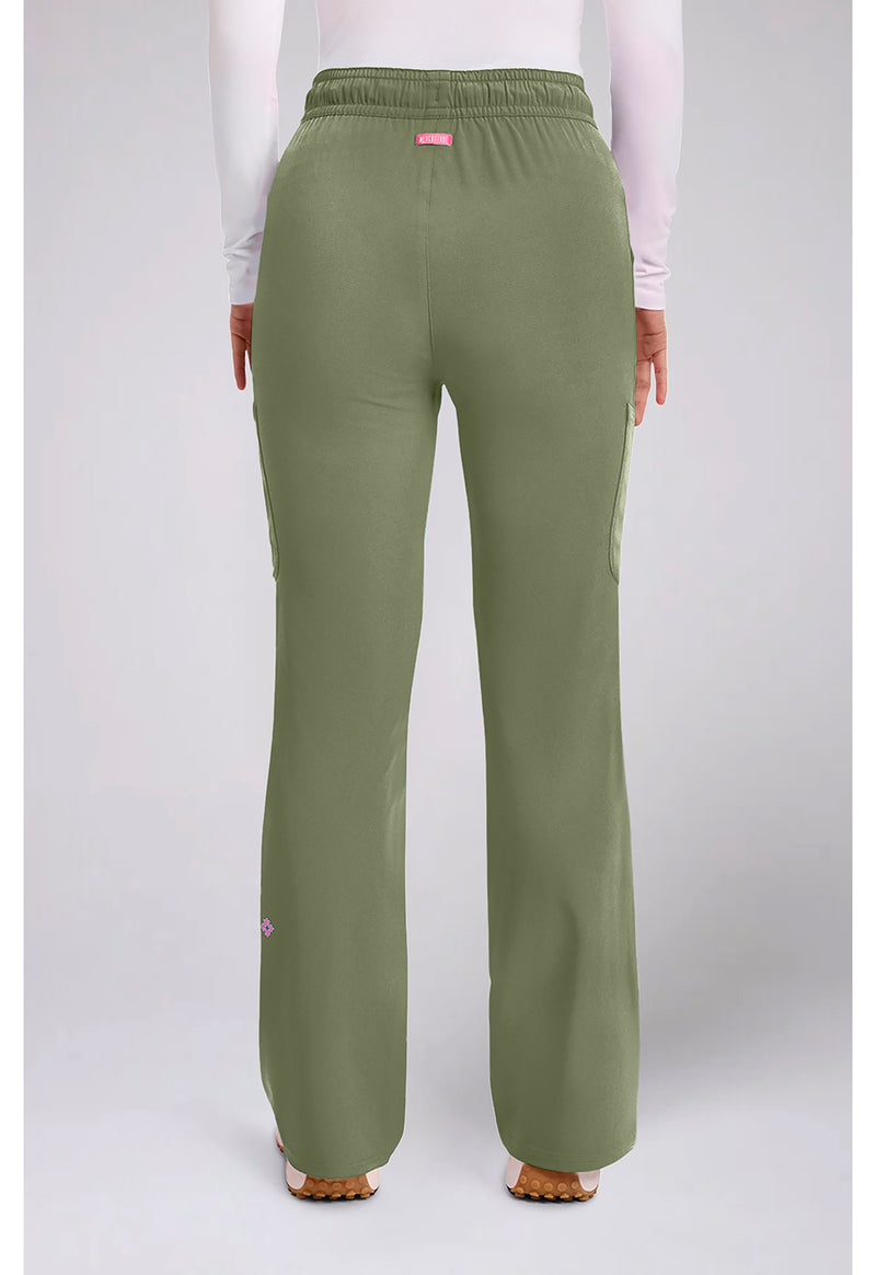 Olive - Med Couture AMP Women Scrub Pants - Back View