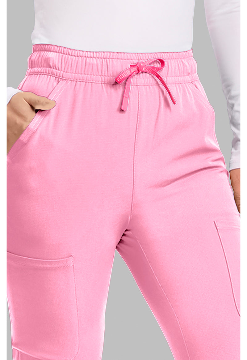 Pixel Pink - Women's High Rise 4-Pocket Flare Scrub Pants (View 3)