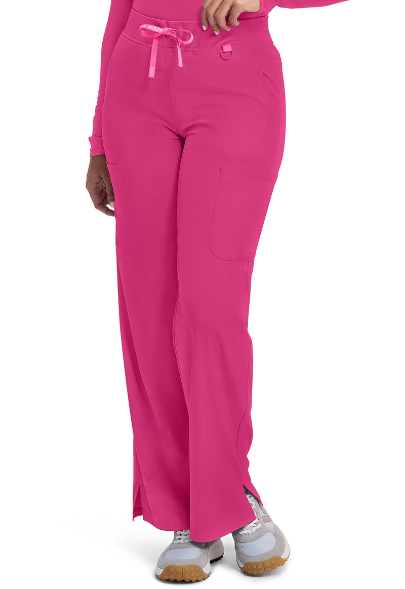 Pink Power - Med Couture AMP Women Scrub Pants - Front View
