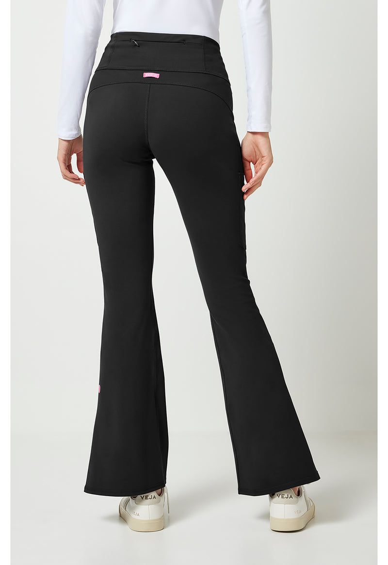 Black - Med Couture AMP Knit Women Scrub Pants - Back View