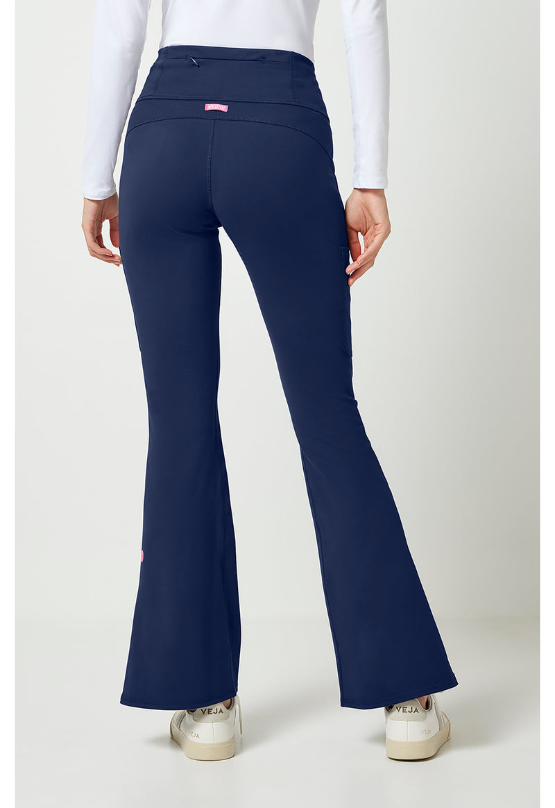 Navy - Med Couture AMP Knit Women Scrub Pants - Back View