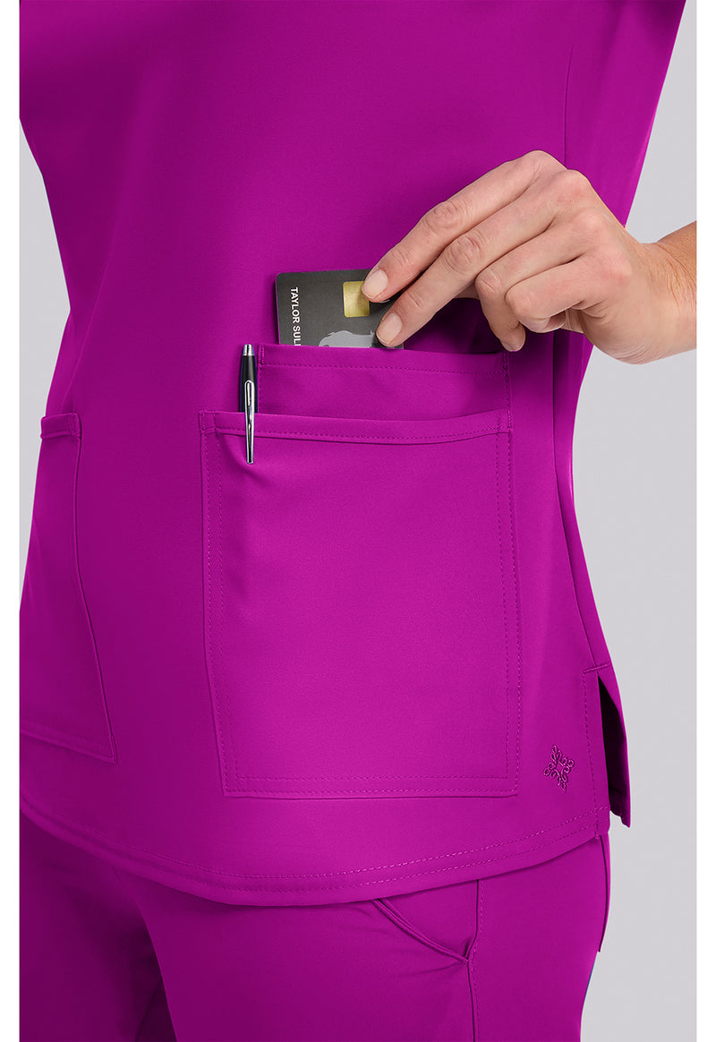 Back to the Fuschia - Women's 3 Pocket Scrub Top (View 2)