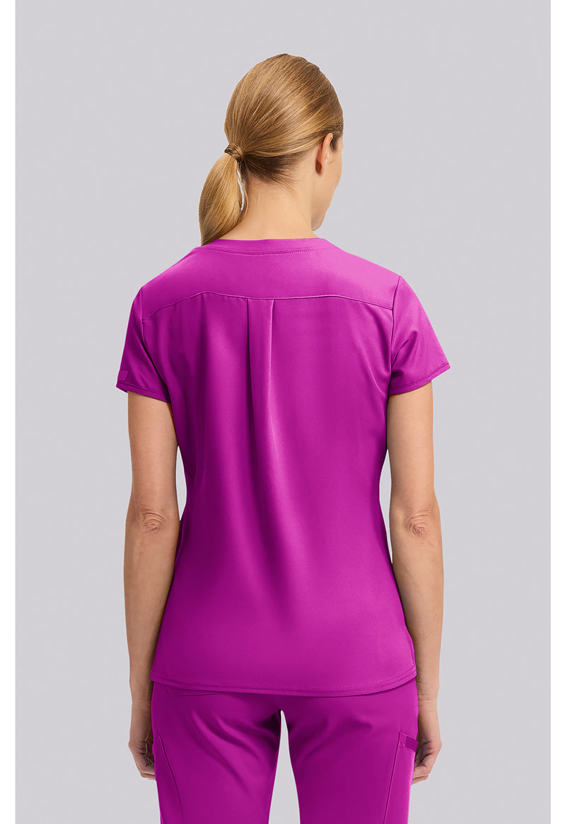 Back to the Fuschia - Med Couture Insight Women Scrub Top - Back View