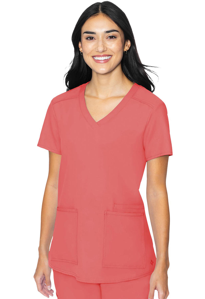 Coral - Med Couture Insight Women Scrub Top - Front View