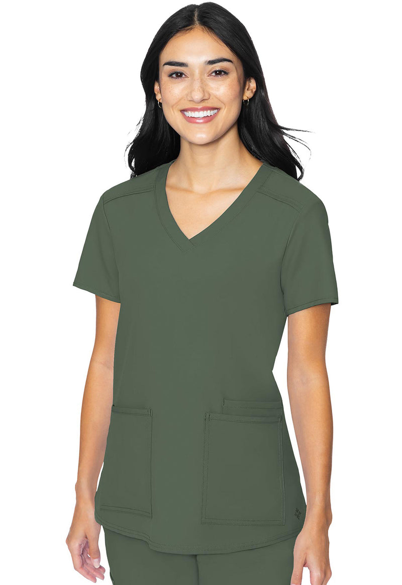 Olive - Med Couture Insight Women Scrub Top - Front View