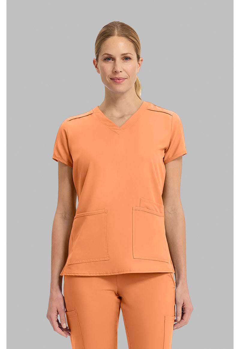 Papa Don't Peach - Med Couture Insight Women Scrub Top - Front View