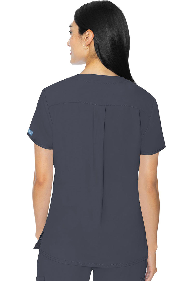Pewter - Med Couture Insight Women Scrub Top - Back View