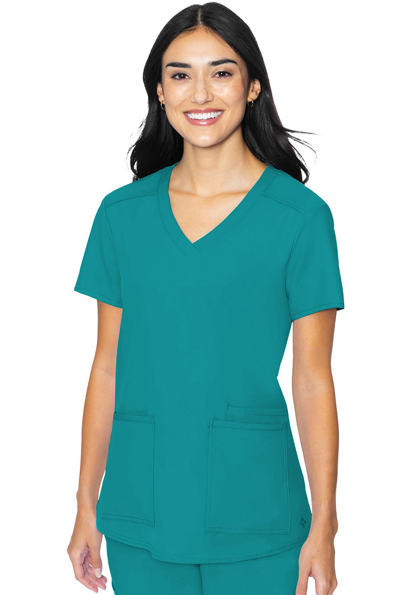 TEAL - Med Couture Insight Women Scrub Top - Front View