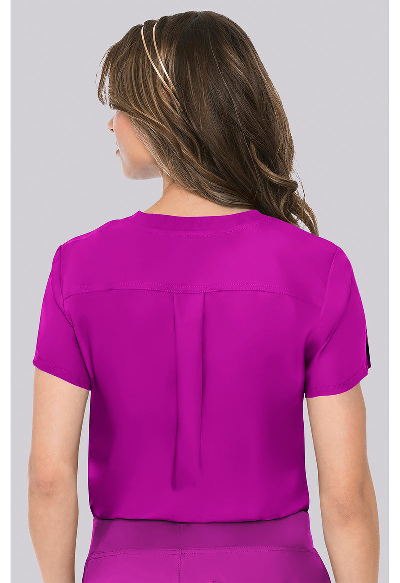 Back to the Fuschia - Med Couture Insight Women Scrub Top - Back View
