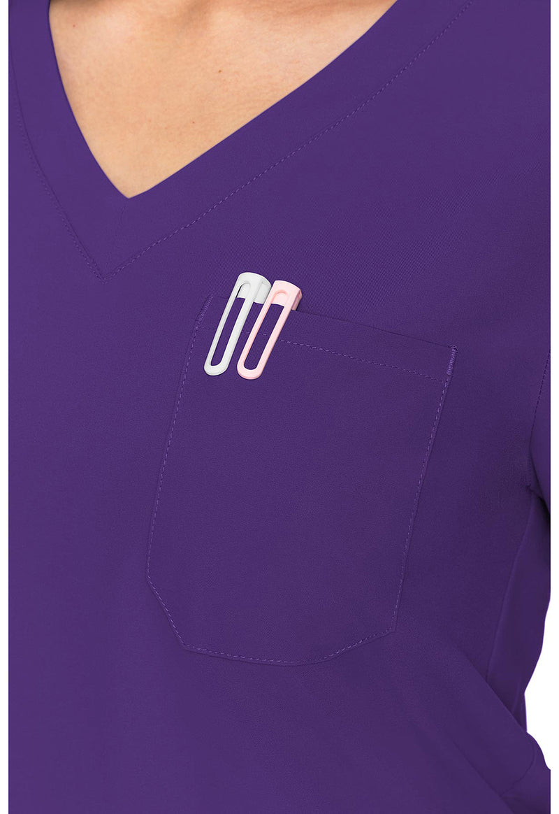 Grape - Women's One Pocket Tuck-In Scrub Top (View 2)