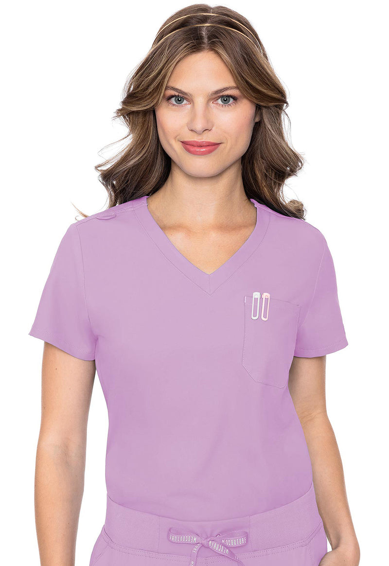 Lilac - Med Couture Insight Women Scrub Top - Front View