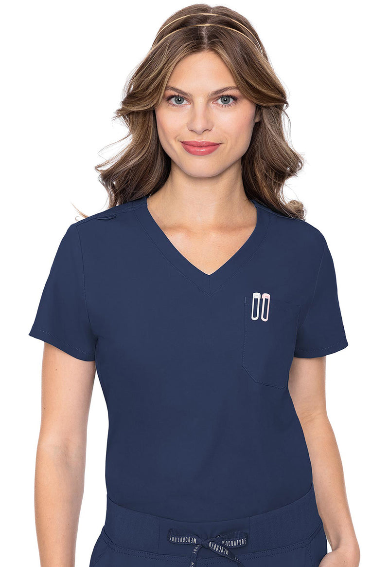 Navy - Med Couture Insight Women Scrub Top - Front View