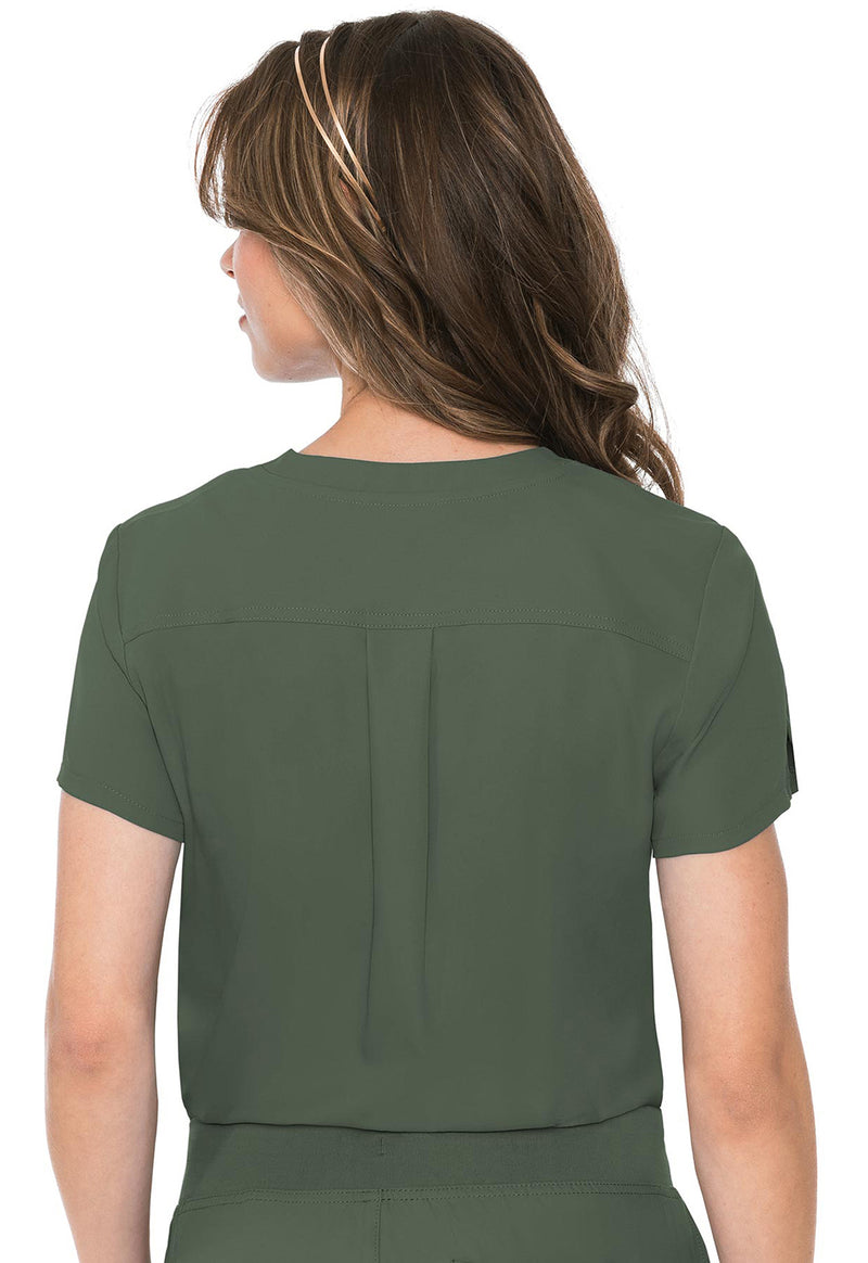 Olive - Med Couture Insight Women Scrub Top - Back View