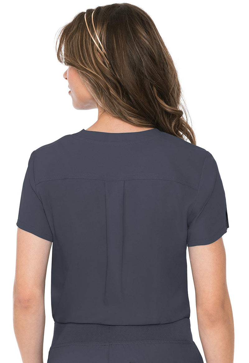 Pewter - Med Couture Insight Women Scrub Top - Back View