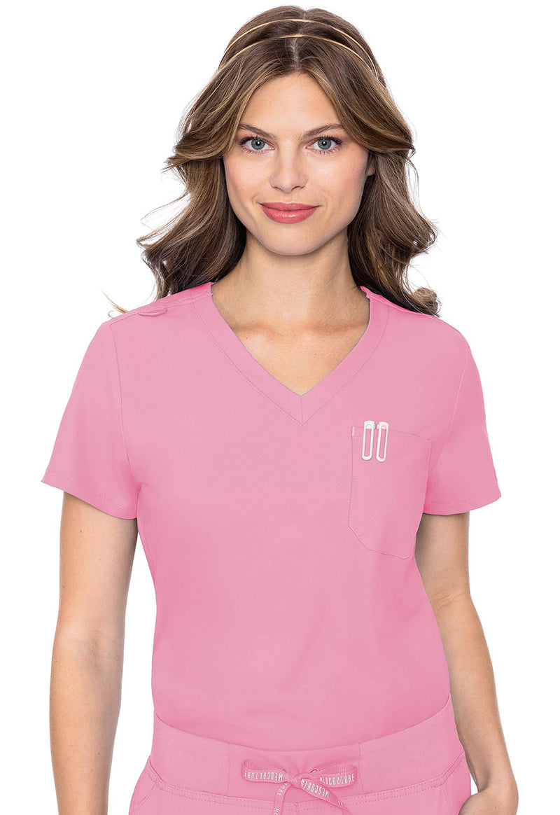 Taffy Pink - Med Couture Insight Women Scrub Top - Front View
