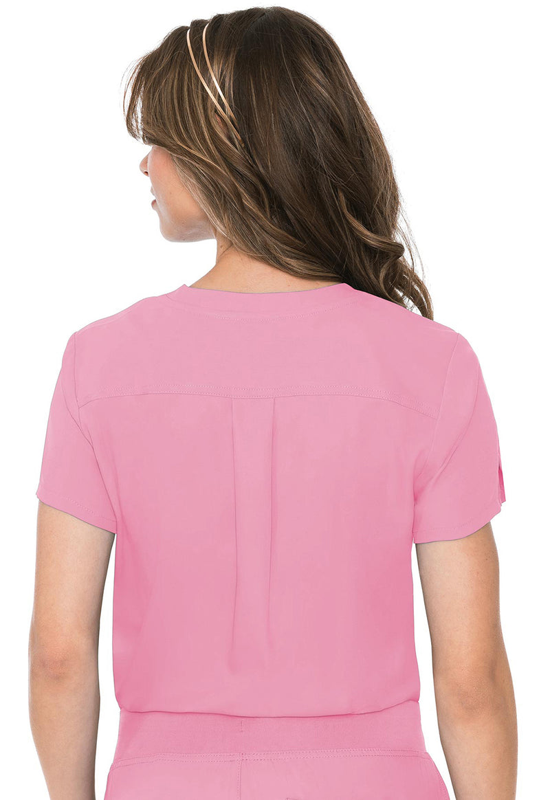 Taffy Pink - Med Couture Insight Women Scrub Top - Back View
