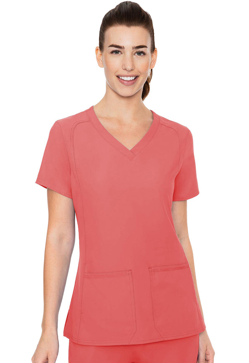 Coral - Med Couture Insight Women Scrub Top - Front View