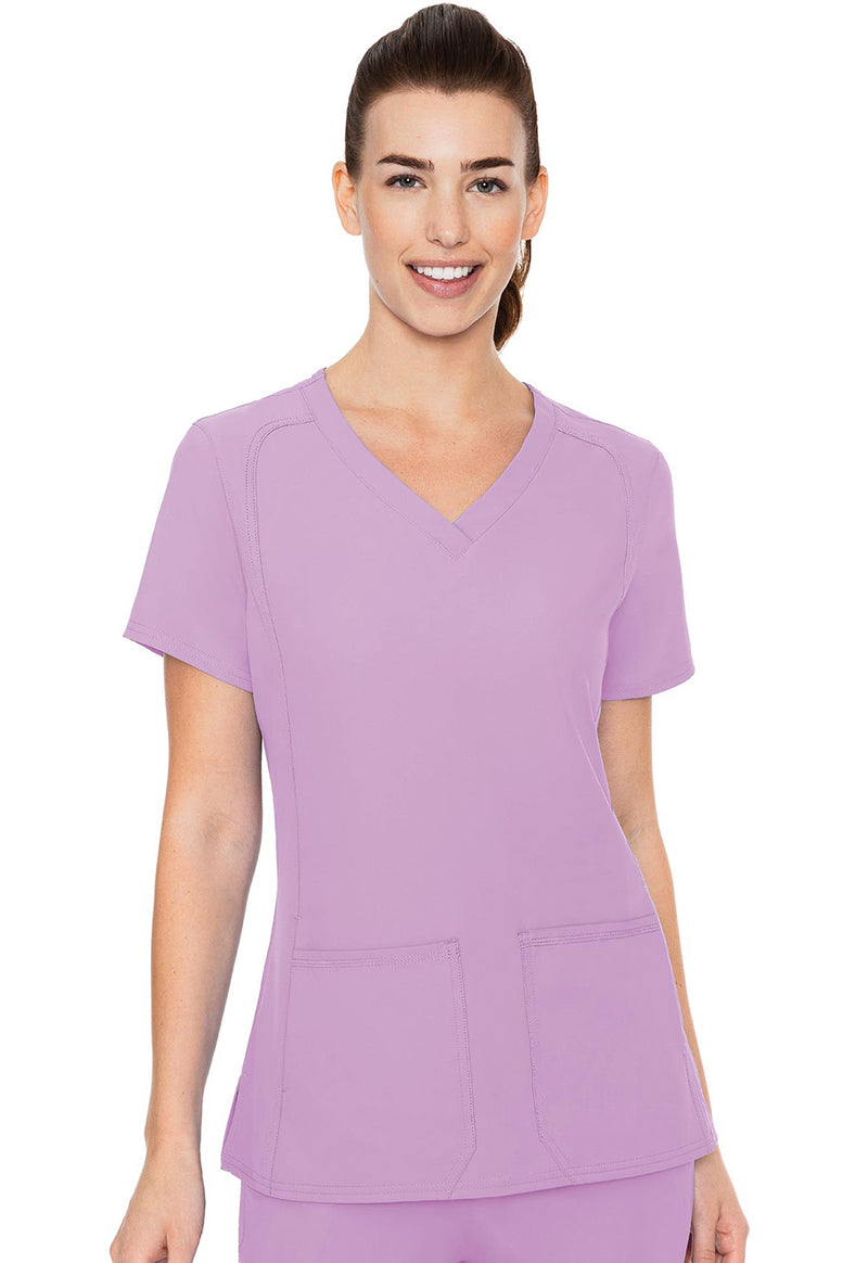 Lilac - Med Couture Insight Women Scrub Top - Front View