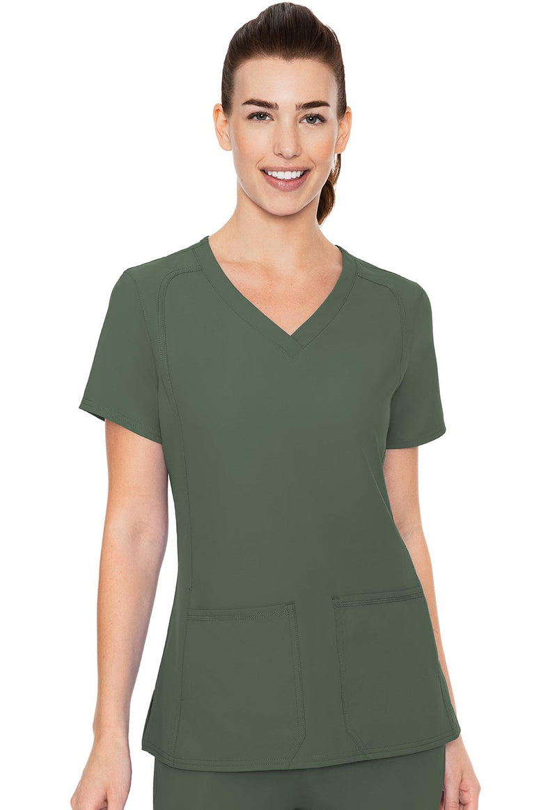 Olive - Med Couture Insight Women Scrub Top - Front View