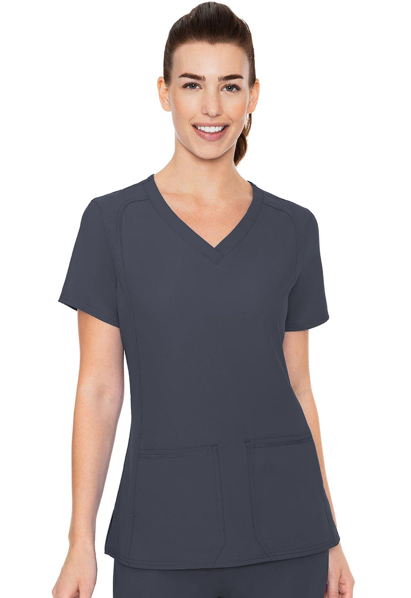 Pewter - Med Couture Insight Women Scrub Top - Front View