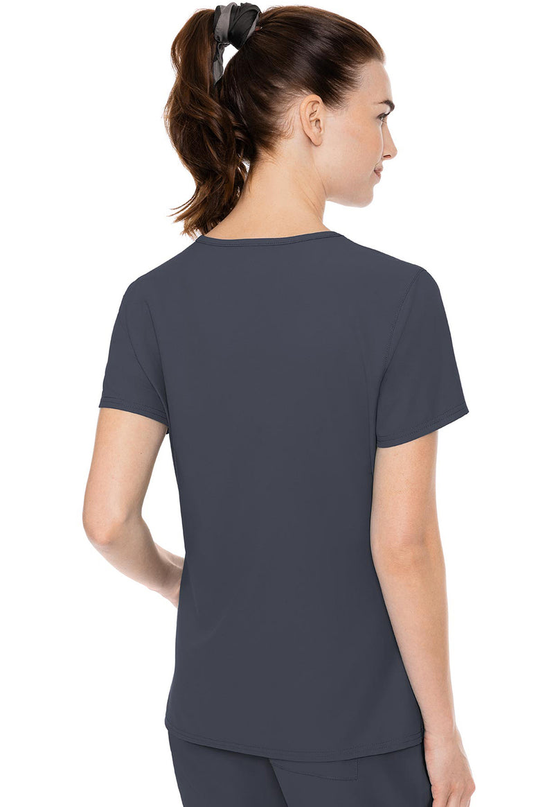 Pewter - Med Couture Insight Women Scrub Top - Back View