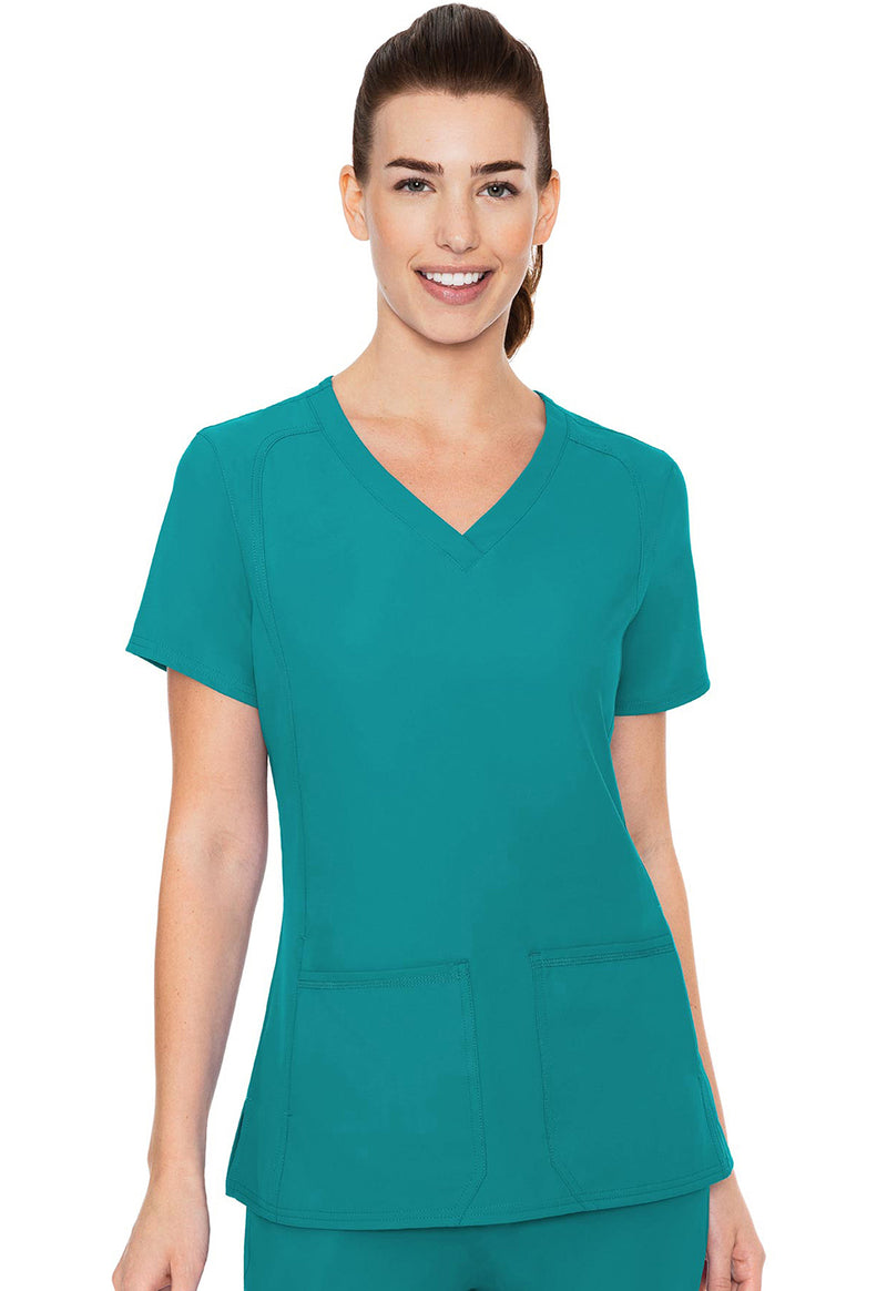 TEAL - Med Couture Insight Women Scrub Top - Front View