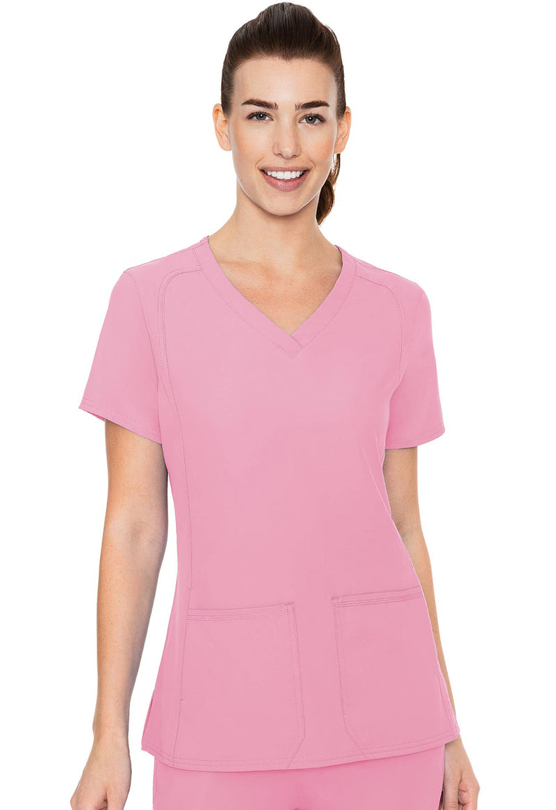 Taffy Pink - Med Couture Insight Women Scrub Top - Front View