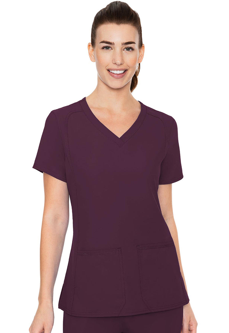 Wine - Med Couture Insight Women Scrub Top - Front View