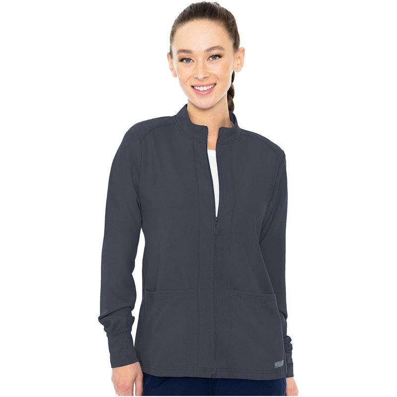pewter - Zip Front Warm-Up With Shoulder Yokes