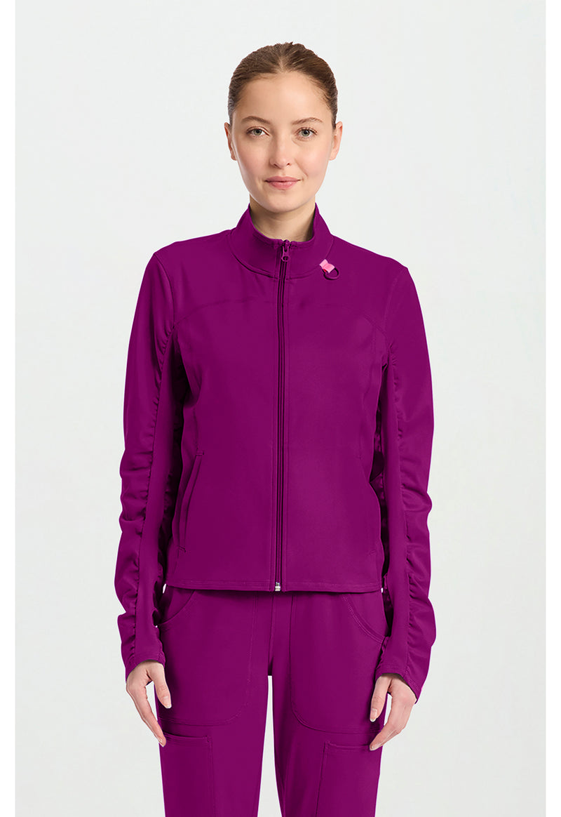 Plum Royale - Med Couture AMP Knit Women Scrub Jacket - Front View