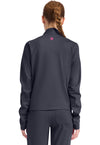 Pewter - Med Couture AMP Knit Women Scrub Jacket - Back View