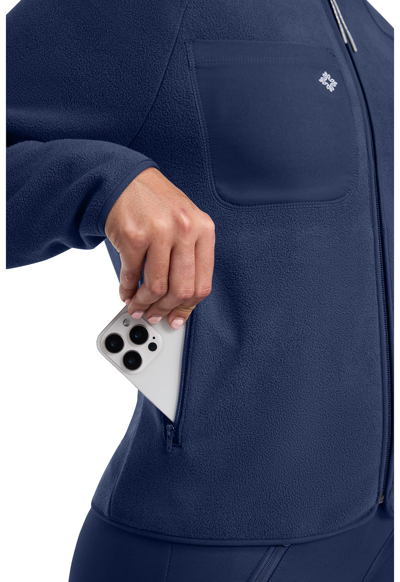 Navy - Fleece Warm Up Jacket (View 4)