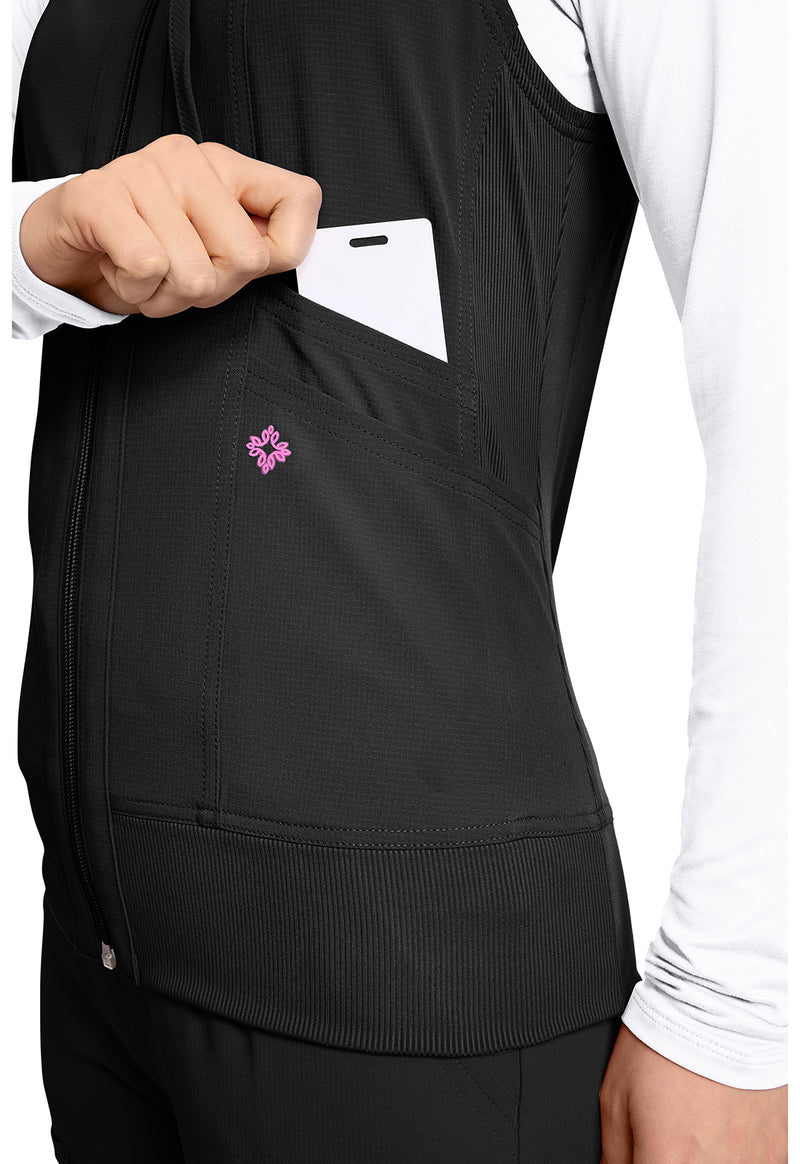 Black - Women's 4-Pocket Zip Front Vest (View 2)