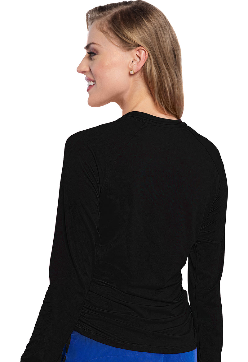 Black - Long Sleeve Ruched Underscrub (Back)