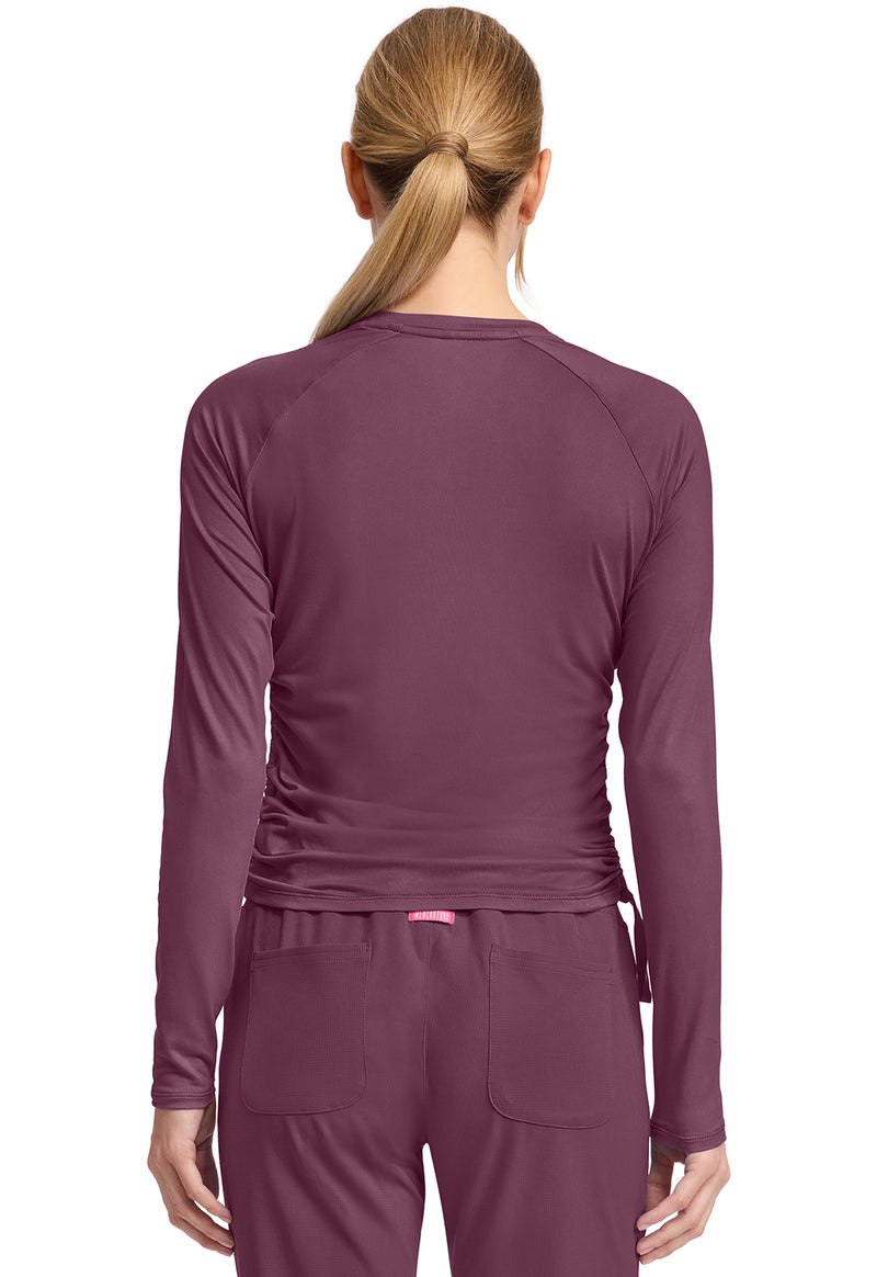 Wine - Long Sleeve Ruched Underscrub (Back)