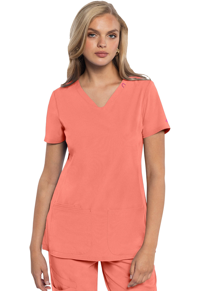 Coral Fusion - Med Couture AMP Women Scrub Top - Front View