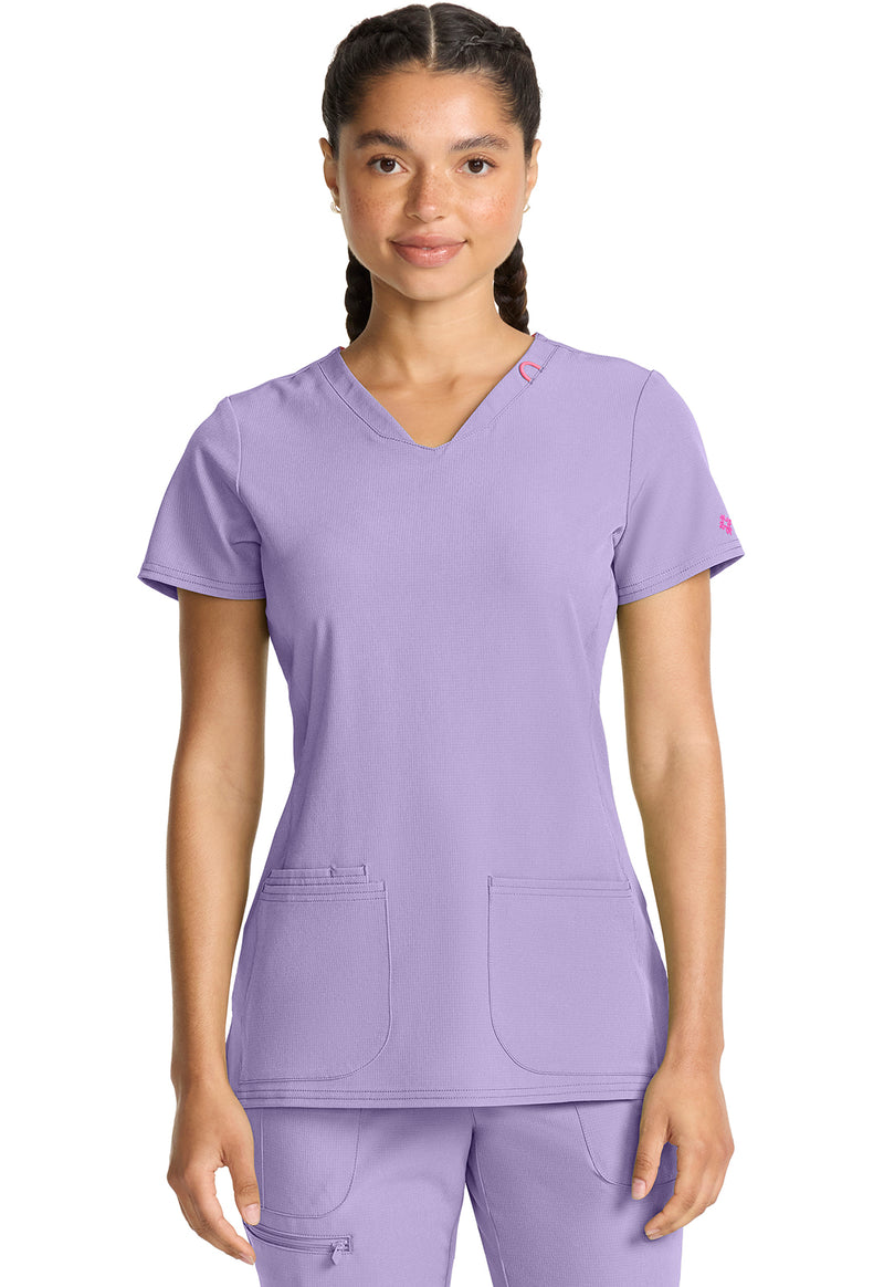 Digital Lavender - Med Couture AMP Women Scrub Top - Front View