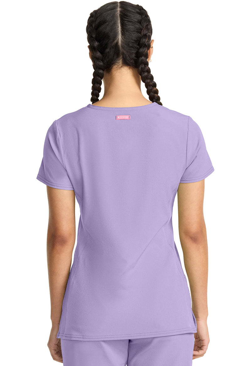 Digital Lavender - Med Couture AMP Women Scrub Top - Back View