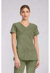 Olive - Med Couture AMP Women Scrub Top - Front View